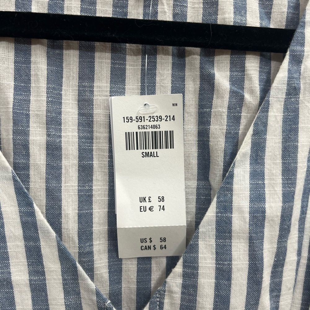 Abercrombie & Fitch button down cotton Elegant Blue Striped Mini Dress - Picture 3 of 7